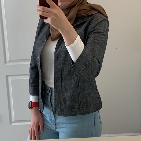 Dark Grey Patterned Blazer - Picture 3 of 17
